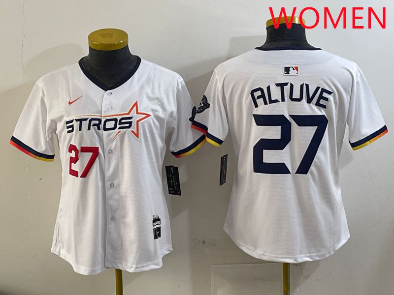 Women Houston Astros #27 Altuve White three generations Joint Name Nike 2025 MLB Jersey style 3